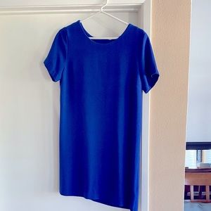 Royal blue mini short sleeve shift dress
